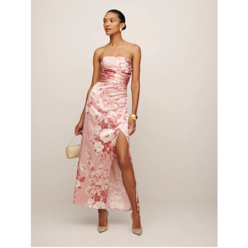 Reformation Barrow Silk Dress in Bellini